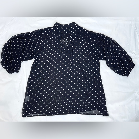 Women's Polka Dot Sheer Blouse Size Small black/white By Cotton On 3/4 Sleeve - Picture 5 of 15